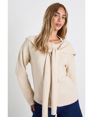 Boohoo Soft Knit Boxy Fit Knitted Cardigan And Overlay - Natural