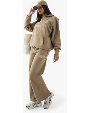 Boohoo Dsgn Collegiate Embroidered Straight Leg Jogger - Natural