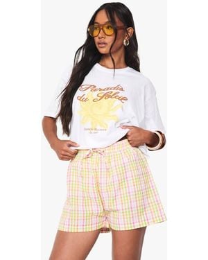 Boohoo Seersucker Bright Flannel Drawstring Waist Shorts - Natural