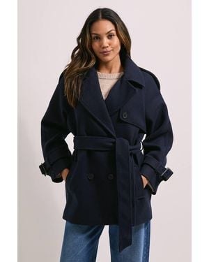 Dorothy Perkins Tab Detail Belted Coat - Blue