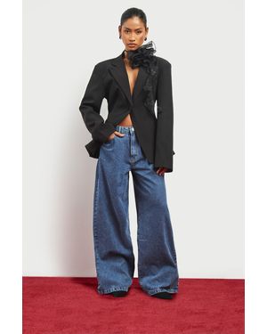 Boohoo Vaqueros Básicos De Pernera Ancha Y Tiro Alto - Azul