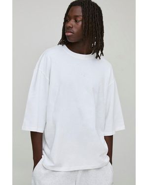 Boohoo Oversized Heavyweight Script Embroidered Half Sleeve T-Shirt - White