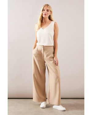 Wallis Petite Pleated Straight Leg Trouser - Natural