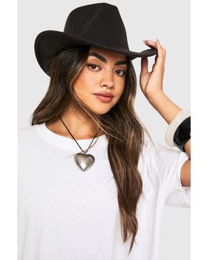 Boohoo Plain Western Cowboy Hat - Black