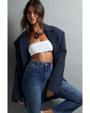 Boohoo The High Waist Cropped Flare Jean - Azul