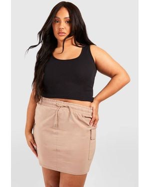 Boohoo Plus Drawstring Cargo Mini Skirt - Black