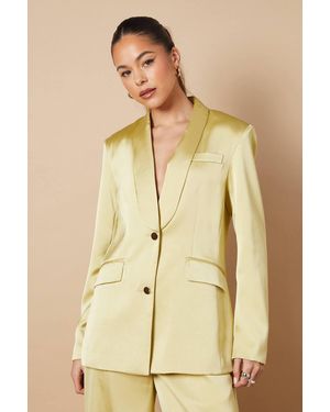 Oasis Satin Slim Tailored Blazer - Natural