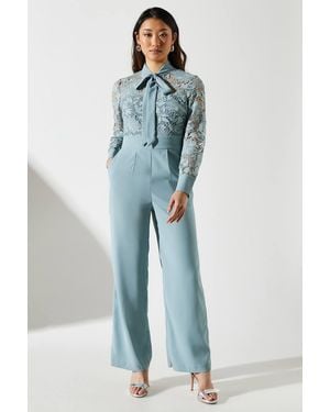 Coast Lace Tie Neck Jumpsuit - Blue