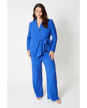 Coast Plus Size Waterfall Drape Wrap Blazer - Blue