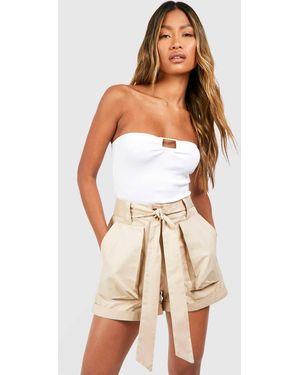 Boohoo Cargo Utility Shorts - White