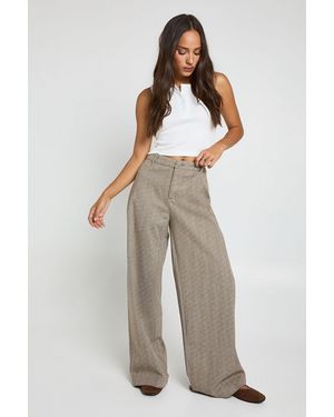 Boohoo Herringbone Wide Leg Trouser - Blanco