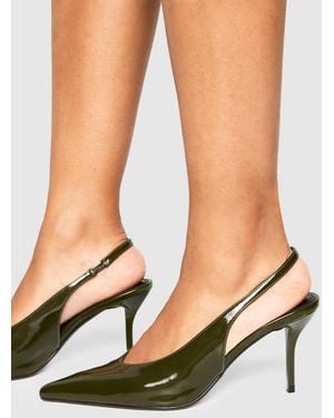 Boohoo Patent Effect Slingback Court Shoe Heels - Black