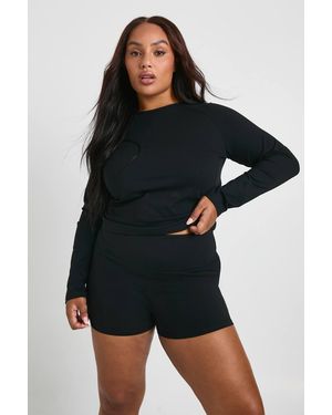 Boohoo Plus Sports Supersoft Fitness Short - Black