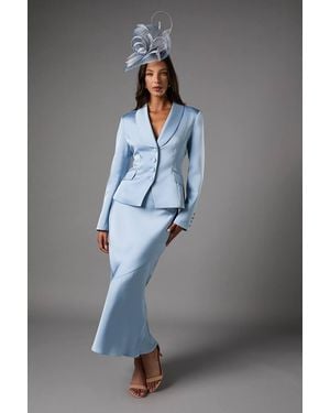 Coast Satin Detail Fitted Skirt - Blue