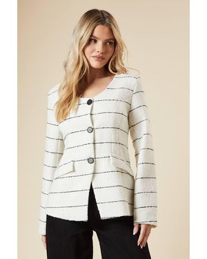 Dorothy Perkins Scoop Neck Single Breasted Blazer - Natural