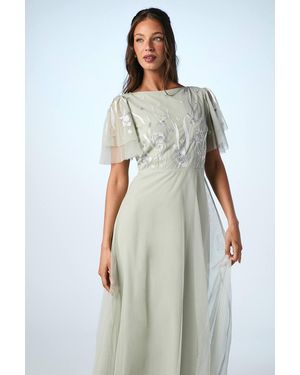 Coast Muse Long Sleeve Embroidered Maxi Dress in Blue | Lyst