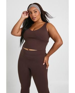 Boohoo Plus Supersoft Seam Fitted Vest - Brown