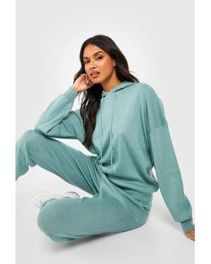 Boohoo Hoodie Knitted Tracksuit - Green