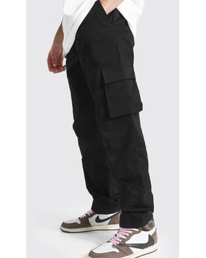 BoohooMAN Tall Relaxed Fit Cargo Chino Pants - Black