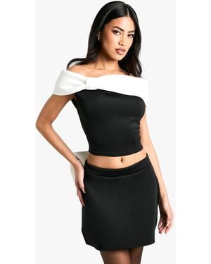 Boohoo Scuba Bow Detail Bandeau Top - Black