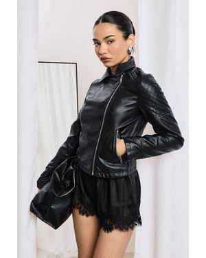 Boohoo Faux Leather Moto Jacket - Black