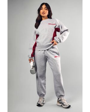 DSGN Studio Petite Dsgn Studio Embroidered Paneled Tracksuit - Gray