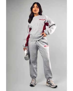 DSGN Studio Petite Dsgn Studio Embroidered Paneled Tracksuit - Gray