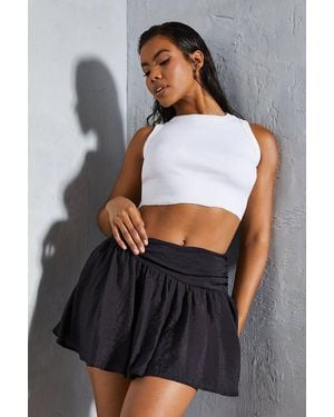 MissPap Ruffle Frill Hem Floaty Skort - Black