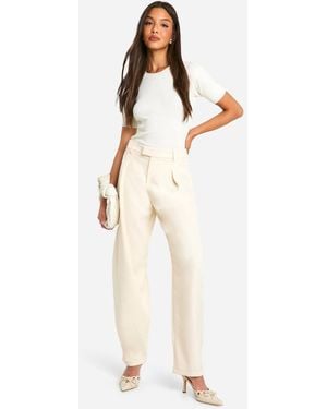 Boohoo Tailored High Rise Straight Leg Trouser - White