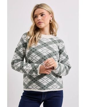 Dorothy Perkins Argyle Knitted Sweater - Gray