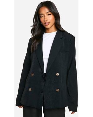 Boohoo Petite Double Breasted Blazer - Black