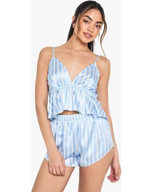 Boohoo Pijama De Pantalón Corto Y Camisola - Azul