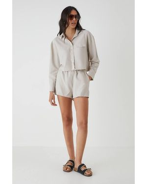 MissPap Seer Sucker High Waisted Shorts - Gray