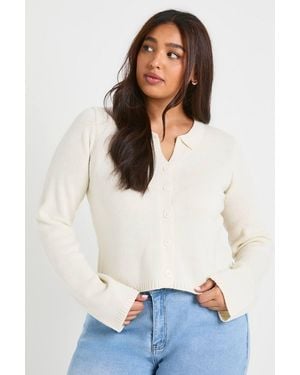 Boohoo Plus Collared Button Down Top - White