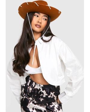 Boohoo Halloween Stitch Detail Cowboy Hat - White