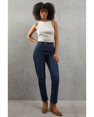 Warehouse High Rise Straight Leg Denim Jean - Blue