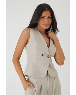 MissPap Tailored Double Button Waistcoat - White
