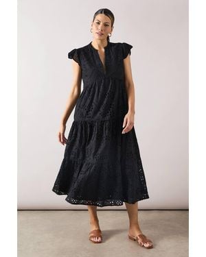 Wallis Broderie Tiered Midaxi Dress - Black