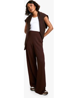 Boohoo Tall Texture Crinkle Wide Leg Trouser - Purple