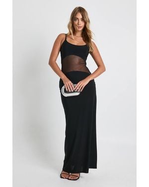 Boohoo Mesh Sheer Drop Waist Maxi Dress - Black