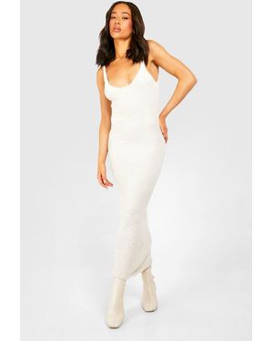 Boohoo Teddy Soft Knit Scoop Midaxi Dress - White