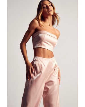 MissPap High Shine Fold Over Bandeau Top - Pink