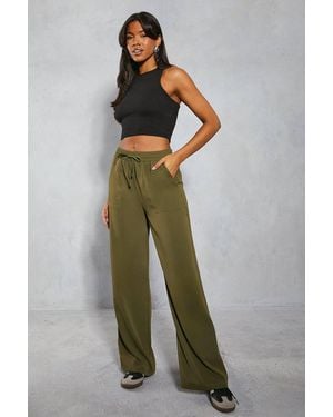 MissPap Pocket Detail Wide Leg Pants - Green