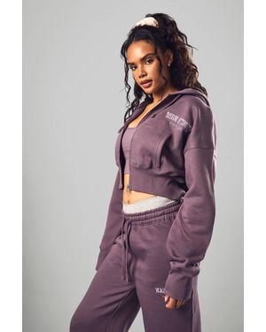 Boohoo Dsgn Studio Sports Deep Hem Zip Through Hoodie - Purple