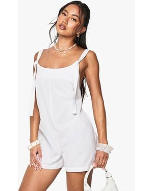 Boohoo Linen Swing Romper - White