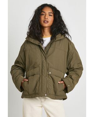 Boohoo Hooded Short Parka - Verde