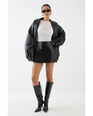 MissPap Faux Leather Mini Pelmet Skirt - Black