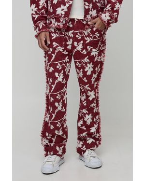 Boohoo Pantalón Tall De Campana Con Estampado De Flores Estilo Tapiz - Rojo