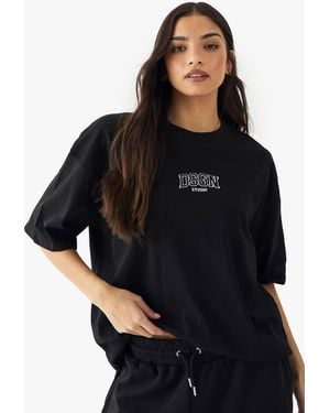 DSGN Studio Embroidered Heavyweight Oversized T-Shirt - Black