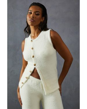 MissPap Eyelash Knit Sleeveless Top - White